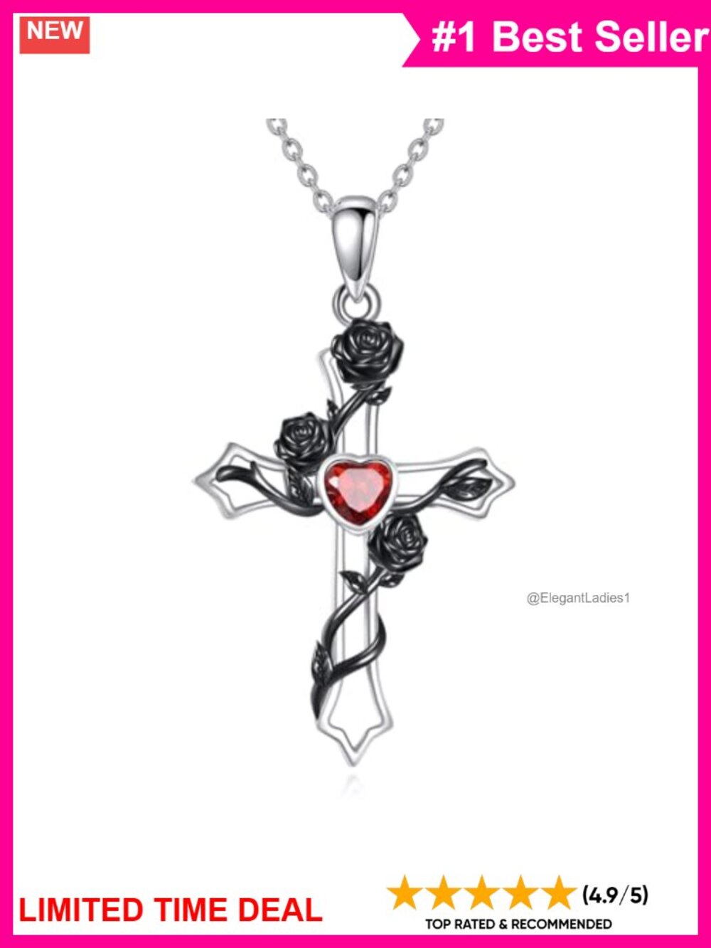 Sterling Silver Cross Pendant Necklace 18+2 Inch Gift for Women